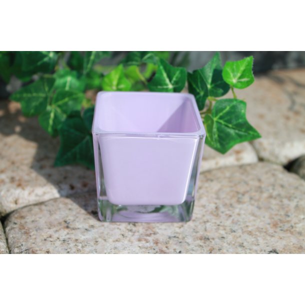 *)Glasskjuler Cube rosa 6 X 6 XH6 cm